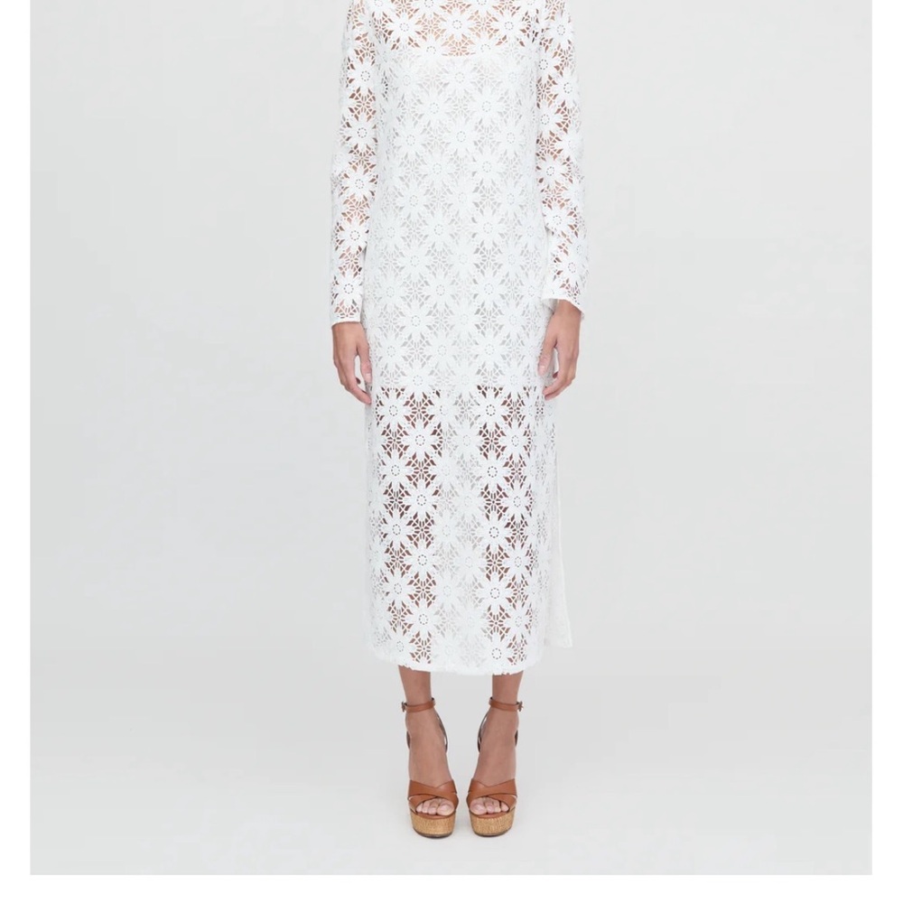 Hill House White Lace Long Sleeve Dress